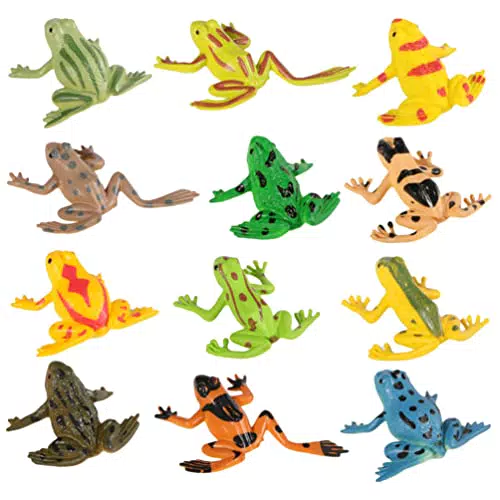STOBOK Giocattoli di Figura Rana Realistica 12 Pezzi di Imitazione in Plastica Rane Giocattolo Mini Modello in Gomma Rana per Bambini Bomboniere Feste Statues Statue Giardino All' aperto