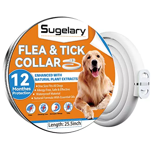 Sugelary Collare Antipulci Cane, Collare Antiparassitario per Cani Regolabile
