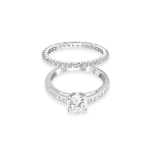 Swarovski Anello Attract, Set, Rotondo, Pavé, Bianco