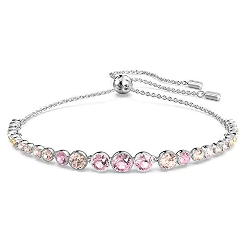 Swarovski Emily Bracciale, Placcato in Tonalità Rodio con una Fila di Cristalli Swarovski Rotondi in Diverse Dimensioni e Sfumature