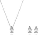 Swarovski Set Attract, Taglio Pear, Bianco, Placcato rodio