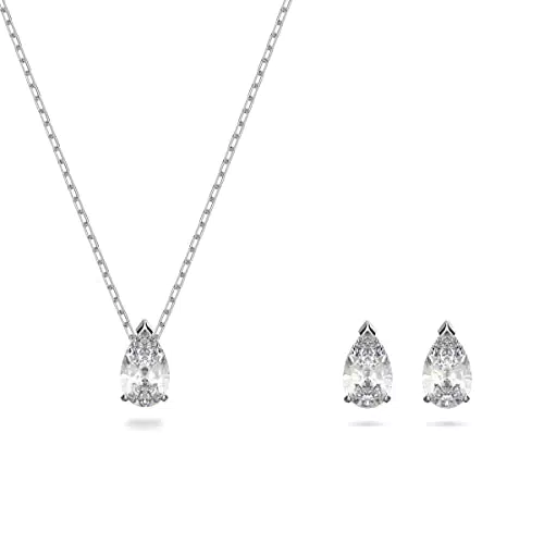 Swarovski Set Attract, Taglio Pear, Bianco, Placcato rodio