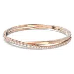 Swarovski Twist Bracciale Rigido, Placcato in Tonalità Oro Rosa Lucido con Delicati CristalliSwarovski