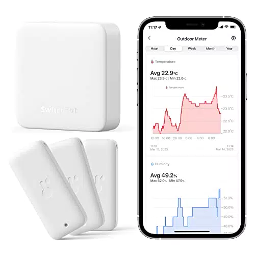 SwitchBot Termometro Wi-Fi igrometro 3 Pezzi con Hub Mini, bianco