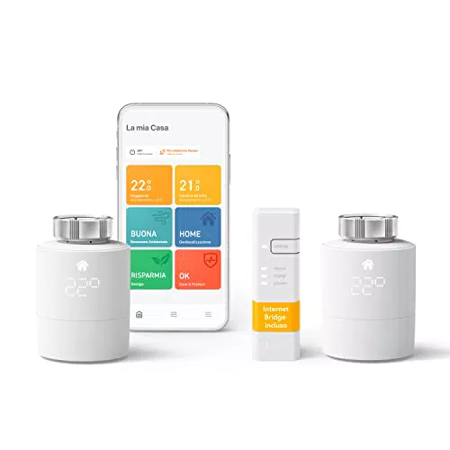 tado° Wifi Kit Base V3+ Termostato smart digitale, incl. 2 valvole termostatiche wireless Controllo digitale tramite app Installazione facile Compatibile con Alexa