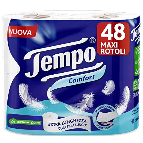 Tempo Carta Igienica Comfort, Morbida E Resistente - 48 Maxi Rotoli