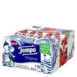 Tempo, Scatola di Fazzoletti di Carta, 3 Scatole da 80 Fazzolettini Monouso