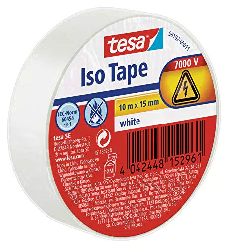 Tesa 56192-00011-02 Nastro Isolante, Bianco, 10M X 15 mm