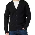 Tommy Hilfiger Cardigan Uomo con Chiusura con Bottoni, nero, M