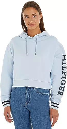 Tommy Hilfiger Felpa Donna con Cappuccio, Blu, M