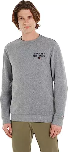 Tommy Hilfiger Felpa Uomo senza Cappuccio, Grigio, M