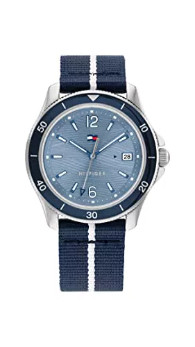 Tommy Hilfiger Orologio Analogico al Quarzo da Donna Con Cinturino In Tessuto Derivato Da Plastica Nell'Oceano Blu Navy - 1782511