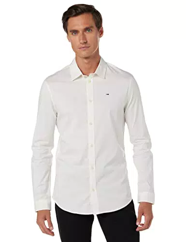 Tommy Jeans Original Stretch, Camicia Uomo, Classic White
