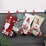 Topanke Set da 4 Camino Calza di Natale, 23cm Babbo Natale Pupazzo di Neve e Elk Calze Natalizie da Appendere Candy Sacchetti Regalo per Albero di Natale Festa di Natale Decorazioni