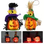 TSLBW 2 Pezzi Zucca Lampeggiante Lanterna di Schiuma di Halloween Jack Zucca Lanterna Lampeggiante Light Up Decorazione Casa Stregata Puntelli Decorativi Forniture per Feste di Halloween