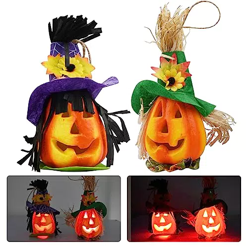 TSLBW 2 Pezzi Zucca Lampeggiante Lanterna di Schiuma di Halloween Jack Zucca Lanterna Lampeggiante Light Up Decorazione Casa Stregata Puntelli Decorativi Forniture per Feste di Halloween