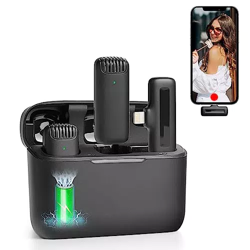 ULIST 2 Microfoni Lavalier Wireless per iPhone per iPad con Custodia di Ricarica