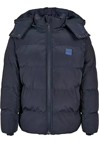 Urban Classics Boys Hooded Puffer Jacket Giacca, Blu Navy
