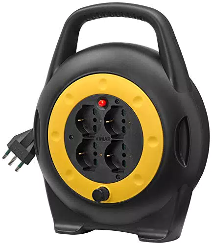 Vimar 0P32714 Avvolgicavo 10 Metri, Con 4 Prese Universali A Standard Italiano Sicury