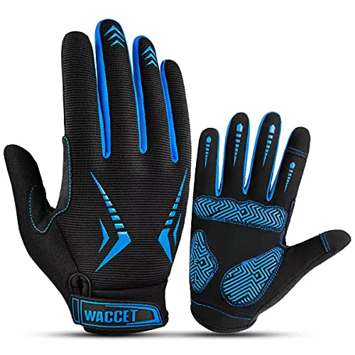 WACCET Guanti MTB Uomo Donna, Guanti Bici Lunghi Traspirante Antiscivolo Antiurto Gel Guanti da Ciclismo Touchscreen Sportivi Guanti per Corsa