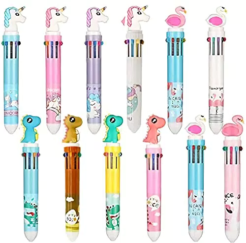 Weinsamkeit 12 Pezzi 10-in-1 Penne a Sfera Multicolore Retrattili