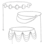 Catena da Pancia Multi-Strato in Metallo, argento, 3 pezzi