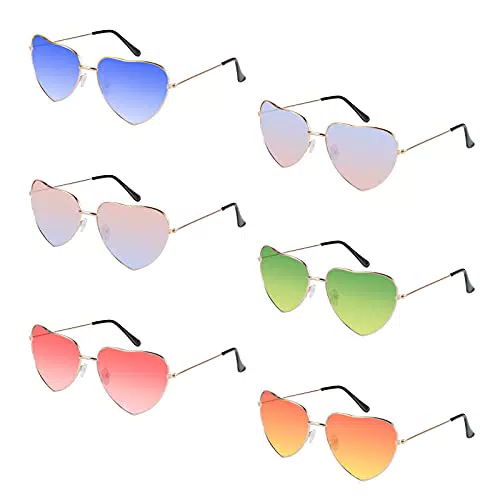 Weinsamkeit Occhiali da Sole, 6 Hippy Occhiali a Forma di Cuore