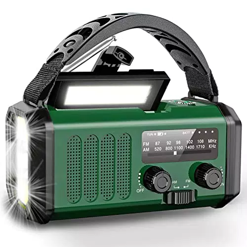 Wholede 2022 10000mAh Radio Manovella, AM/FM Radio Portatile di Emergenza con Caricabatterie per Cellulare Radio Solare Kit di Emergenza Dinamo con Torcia SOS Allarme per Campeggio