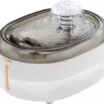 Wopet W300 Fontanella per Gatti, 2L Dispenser Acqua Gatti Automatico Ultra Silenzioso con Ciotola senza BPA e Filtri a 6 Stadi di Filtraggio（Bianco Grigio）