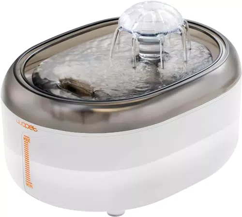 Wopet W300 Fontanella per Gatti, 2L Dispenser Acqua Gatti Automatico Ultra Silenzioso con Ciotola senza BPA e Filtri a 6 Stadi di Filtraggio（Bianco Grigio）