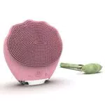 Wottocare Rechargeable Silicone Facial Cleanser e massaggiatore con rullo di giada naturale e borsa da trasporto - pulizia intelligente per tutti i tipi di pelle - Anti Aging Massager - Nero