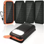 ZWOOS Caricatore solare Powerbank con 4 pannelli solari e 3 uscite