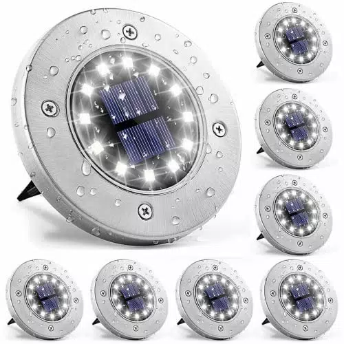 ZWOOS Luci da terra solari, 8 Pezzi 12 LED Luci per sentieri
