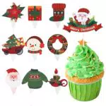 100 Natale stuzzicadenti bandiere, toppers per cupcake di Natale