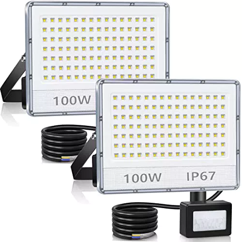 100W Faretto LED da Esterno con Sensore di Movimento
