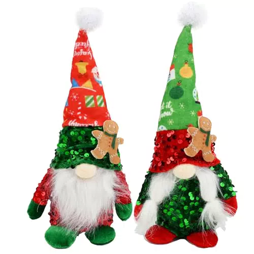 2 Gnomi Decorativi Natalizi, Bambola Ornamento Gnomo Barbuto Gnomo Home Decor 27 cm di Altezza per Casa