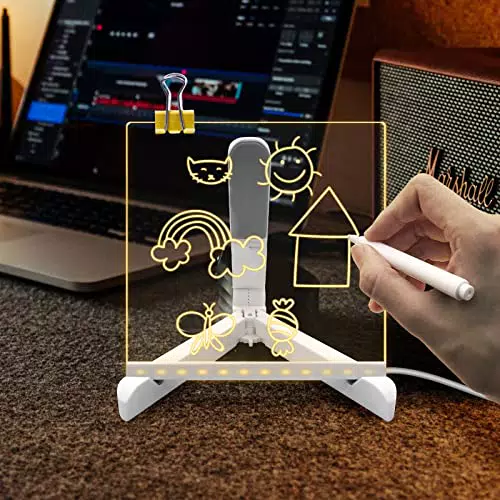 2 in 1 Scrittura a mano fai-da-te Billboard Night Light Warm White Plug in Indoor Atmosphere Lampada da scrivania per la camera da letto del bambino Ufficio