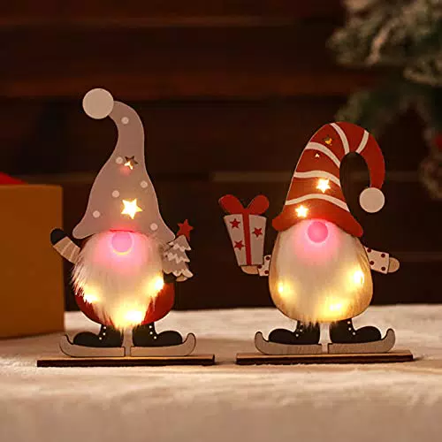 2 Pezzi Gnomo Natale con LED, Gnomi Natalizi Luminosi Tomte