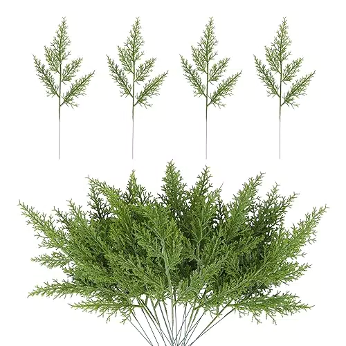 20 Pezzi Artificiale Pino Rami Albero Aghi di Pino Artificiali Rami Abete Ramo di Abete in Plastica Rami Artificiali di Aghi di Pino per Ghirlanda Giardino Decorazione Natalizie