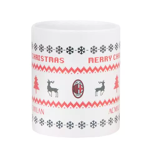 AC Milan Xmas Mug, ACM_Tazza_Natale Unisex Adulto, Bianco