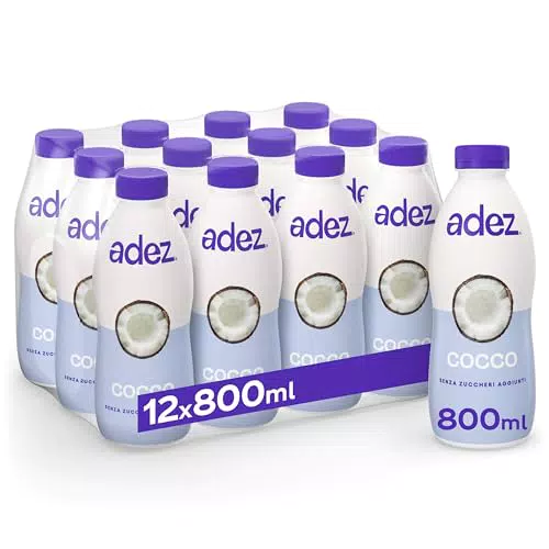 AdeZ Cocco 12 Bottiglie da 800ml, Bevanda Vegetale al Cocco con Riso