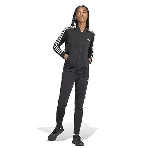 adidas, Essentials 3-Stripes, Tuta, Top: Fondo Nero/Nero: Nero/Bianco Donna