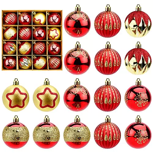 Albero di Natale Baubles 16Pcs Glitter Xmas Tree Decorations Red Christmas Ball Ornaments Shatterproof Hanging palle di Natale per Xmas Tree Wedding Party