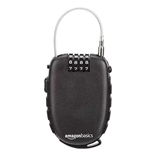 Amazon Basics - Lucchetto a 4 cifre, AB-BL101, con cavo retrattile