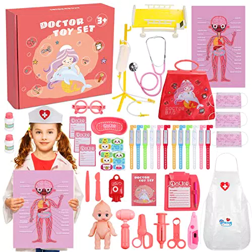 Anpro Set Medico per Bambini, Set di 44 Giocattoli Finto Dottore