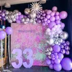 Arco Palloncini Viola, Decorazione Festa di Compleanno con Palloncini Viola Argento