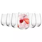 Argon Tableware 6 Pezzo Corto Stemless Gin Tonic Occhiali Set - Moderni Vetro Stile Balloon Bicchieri per G & T