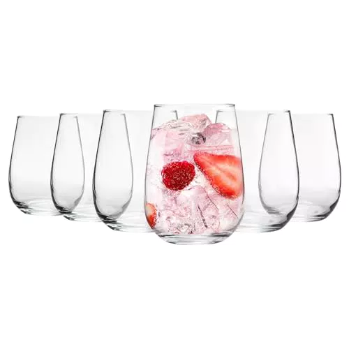 Argon Tableware 6 Pezzo Corto Stemless Gin Tonic Occhiali Set - Moderni Vetro Stile Balloon Bicchieri per G & T