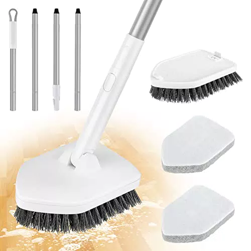 Augot 2 in 1 Spazzola Pulizia Doccia, Spazzola per Vasca e Piastrelle Spazzole per Pulire con 123cm Manico Lungo