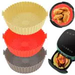 Augot Pentola in Silicone per Friggitrice ad Aria, 3 Pezzo Reusable Cestino per Friggitrice ad Aria in Silicone Anti-aderente Teglie per Friggitrice ad Aria in Silicone